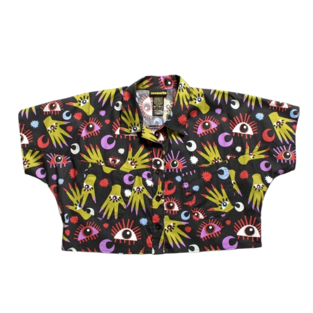 Nooworks Colorful Eye Print Top - Black, Red, Purple, Green